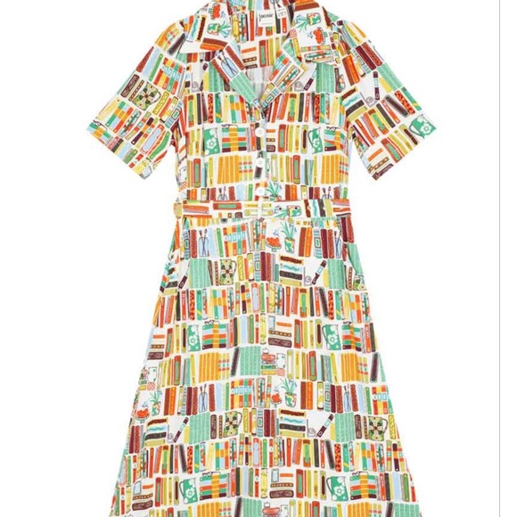 JOANIE CLOTHING Dress Midi fit with cute book print Vintage look - Picture 3 of 4